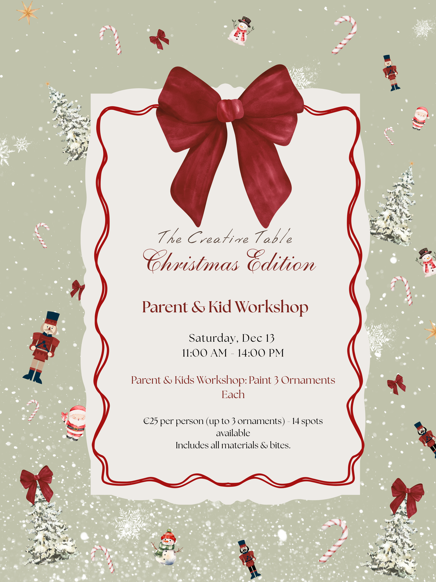 Parent & Kids Workshop – Paint 3 Ornaments